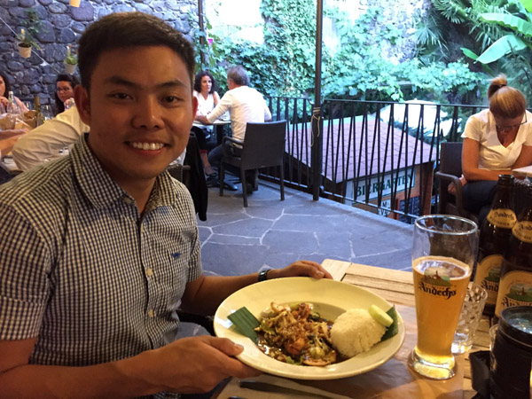 Max at dinner in Bolzano