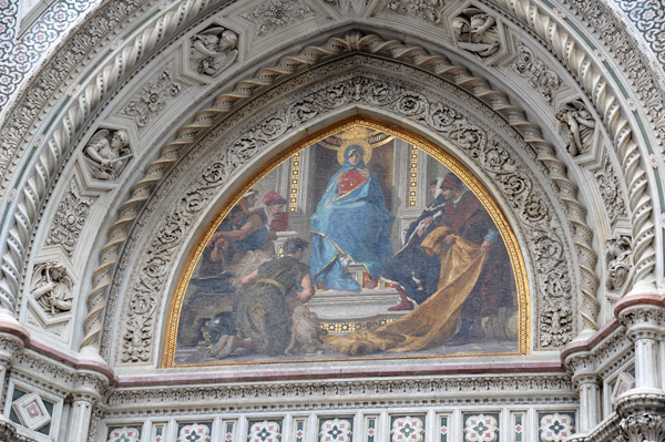 Mosaic of Mary surrounded by Florentine artisans, merchants and humanists