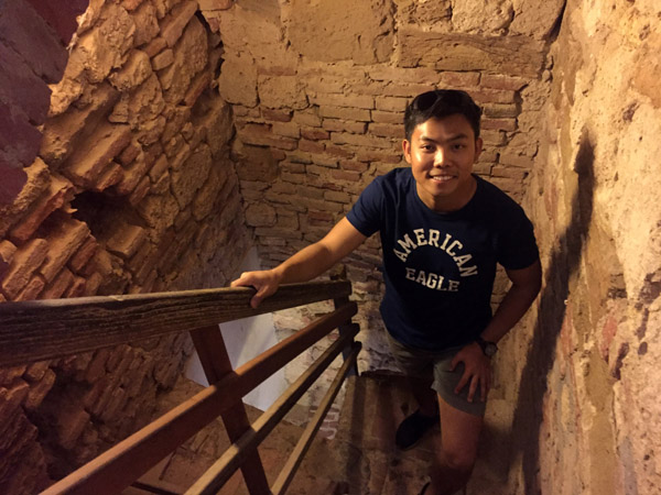 Climbing the tower of the Comune di Montepulciano