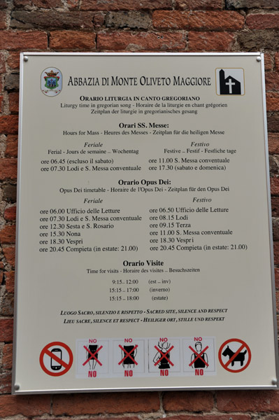 Liturgy schedule of Gregorian Chant