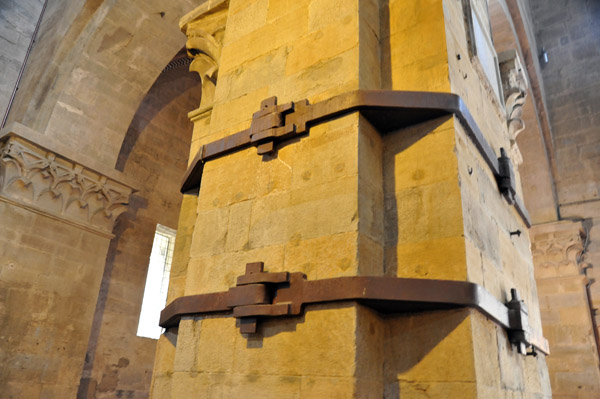 Iron reinforcements of a column in Santa Maria delle Pieve