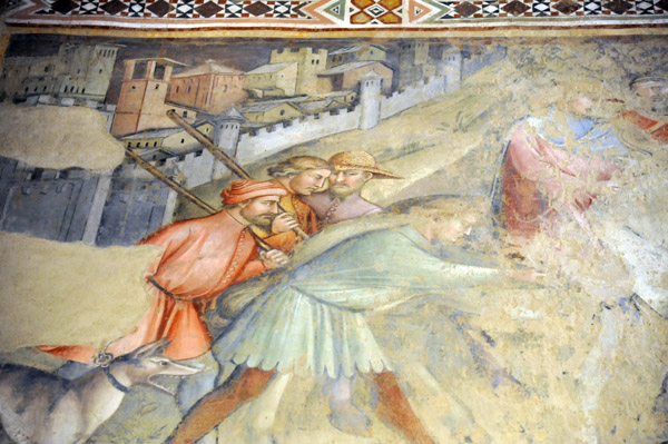 Damaged frescoes on the right side of the Basilica of San Francesco, Arezzo