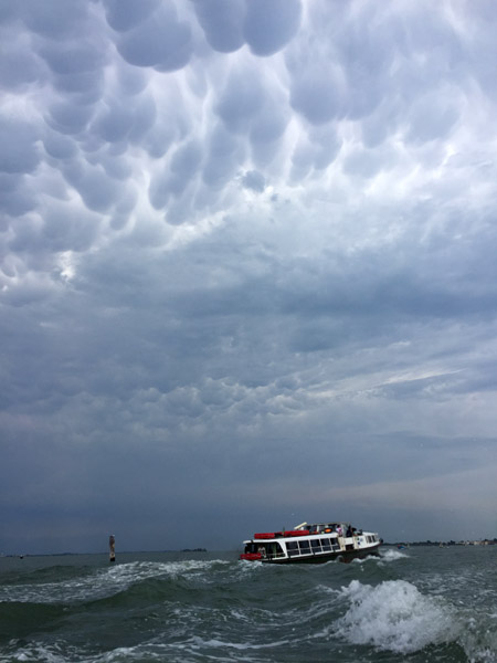 Threatening skies for our return to Venice