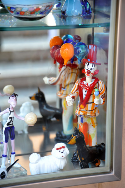 Murano glass clown and dogs