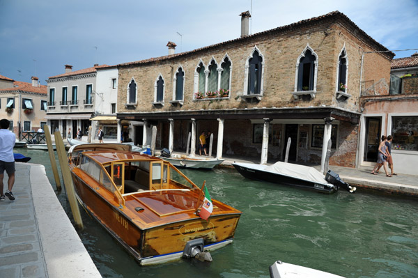 Classic Venetian wood motorboat, Murano