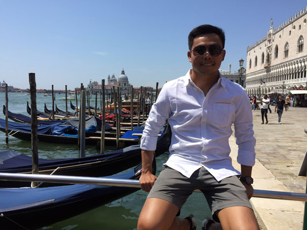 Max near the Doge’s Palace, Venice