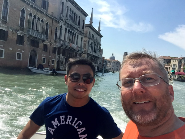 With Max on the Grand Canal, Venice