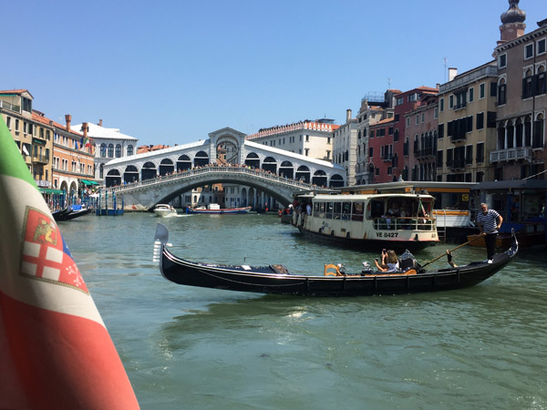 Gondola in front of the Rialto Bridge, Venice