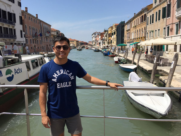 Max on a bridge in Venice