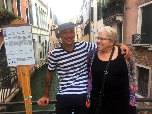 Mom with a Venetian gondolier