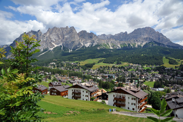 Cortina d'Ampezzo with the Cristallo Dolomites to the north