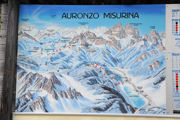 Winter ski map - Auronzo Misurina