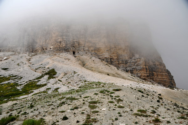 The famous Three Peaks up there in the mist