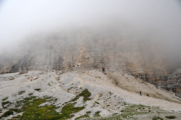 There are some tunnels carved into the base of the Tre Cime