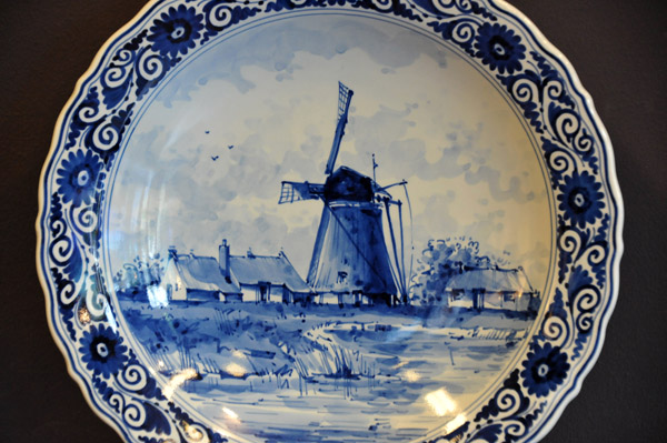 Royal Delft porcelain plate with a windmill