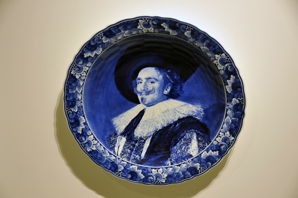 Royal Delft plate with portrait from the Dutch Golden Age