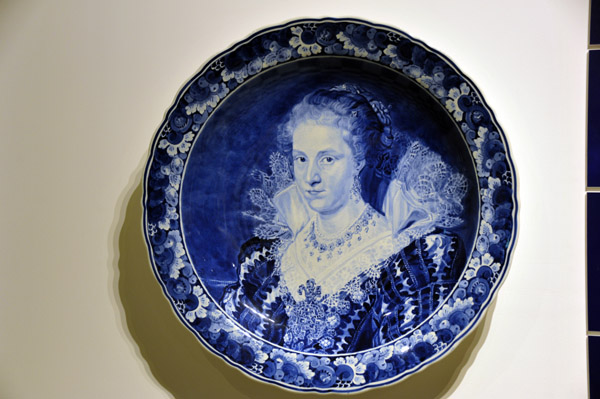 Royal Delft plate with portrait from the Dutch Golden Age