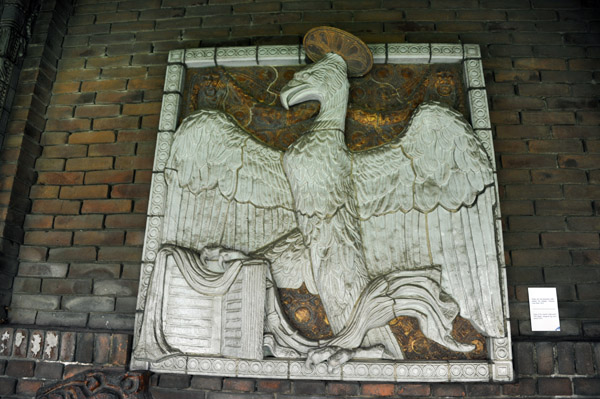 Copy of ceramic relief panel of the Eagle of St. John by Leon Senf, 1912