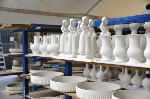 Royal Delft porcelain awaiting painting