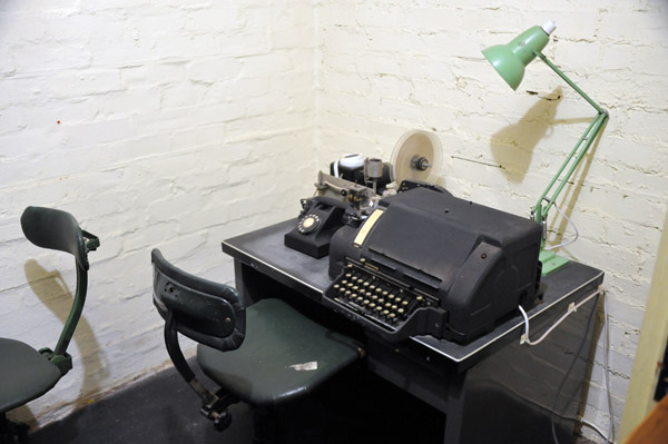 WWII-era typewriter and telephone