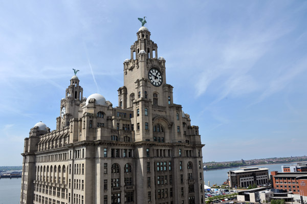 Royal Liver Building from the West Africa House rooftop bar