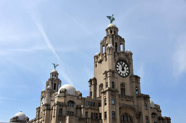 Bella and Bertie are the Liver Birds, one facing inland and the other out to sea