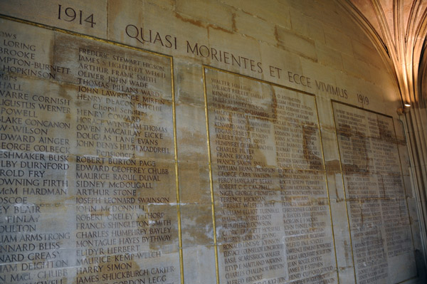 Roll of Honour 1914-1919, War Memorial Chapel 