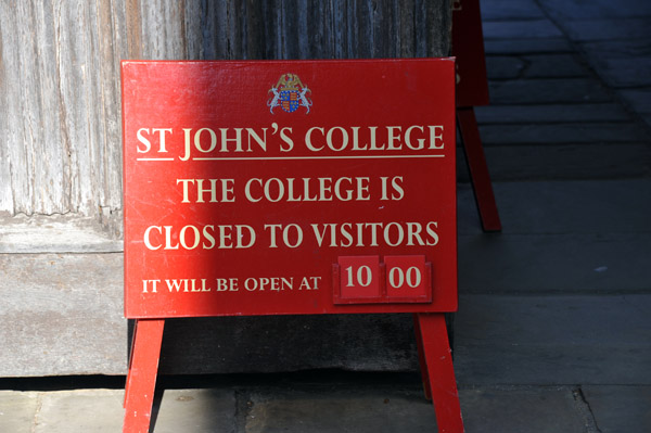 St. John's College opens to visitors at 10 am