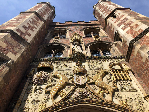 The red Rose of Lancaster and Portcullis, ensigns of Lady Margaret Beaufort, St. John's College