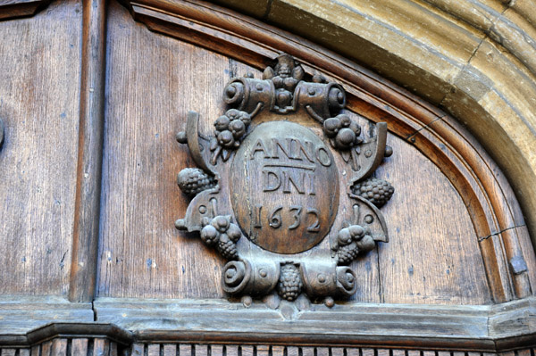 Carving dated 1632, Peterhouse Chapel