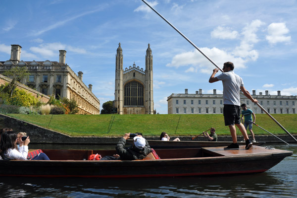 Punting on the River Cam past King's College, Cambridge University