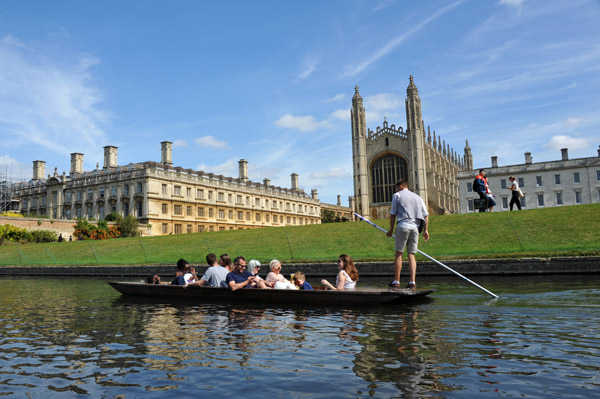 Punting on the River Cam past King's College, Cambridge University