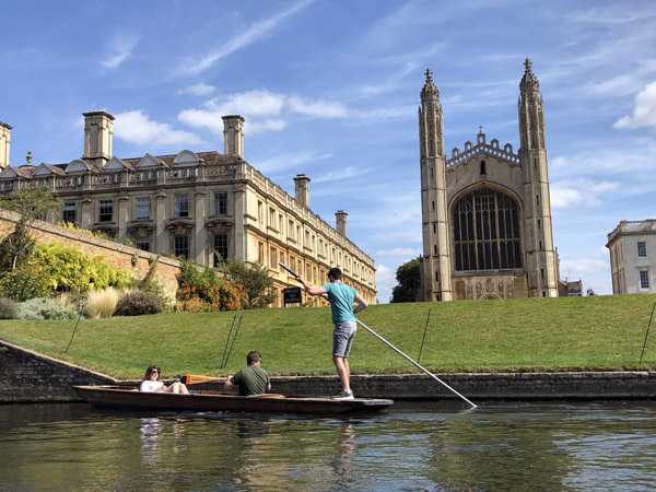 Punting on the River Cam past King's College, Cambridge University