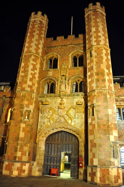 St. John's College gate at night