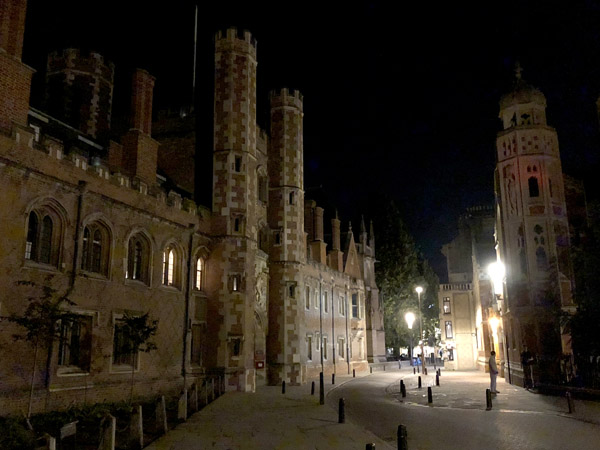 St. John's College at night, Cambridge