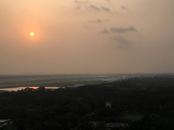 Dhaka Airport at sunset