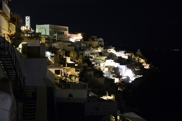 Lights of Fira at night, Santorini