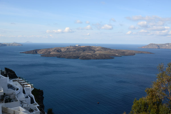 Nea Kameni, the volcanic island in the center of Santorini's caldera