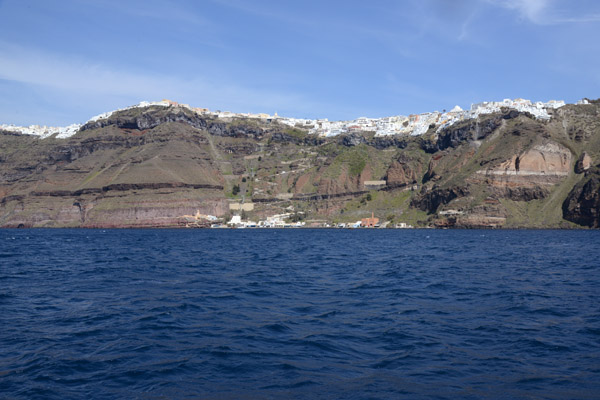 Fira from the boat, Santorini