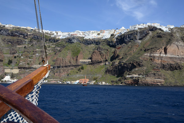 Boat nearing Fira, Santorini