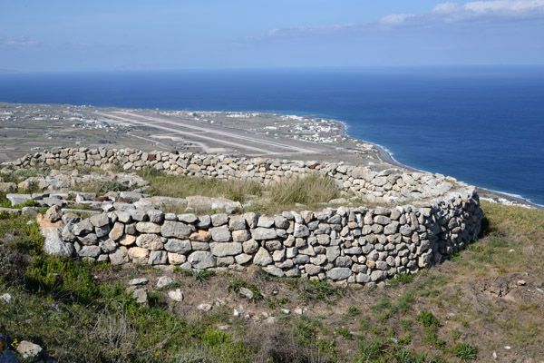 Ruins of Ancient Thera with Santorini Airport