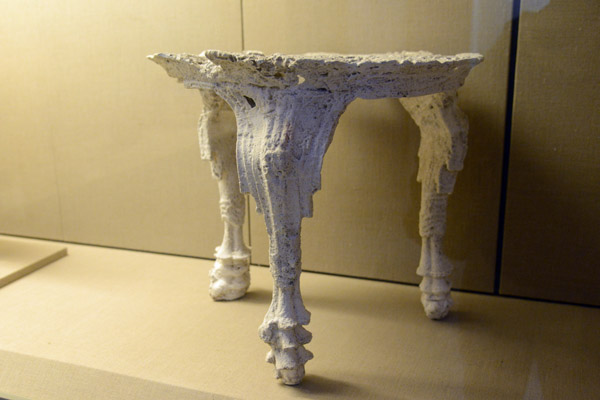 Plaster cast of a carved wooden table, Akrotiri, late Cycladic period, 17th C. BC