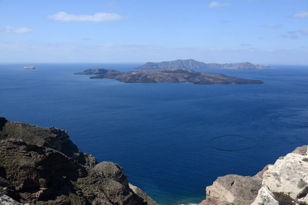 Santorini caldera from the main road south of Fira