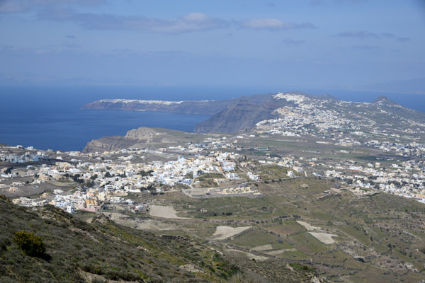 View of the northern half of Santorini from the road to the Monastery of Profitis Ilias