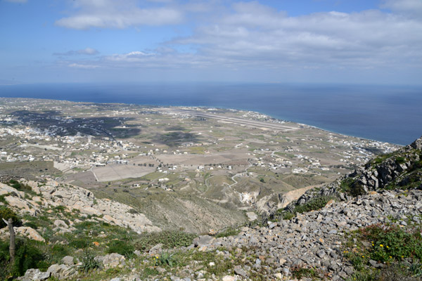 Santorini Airport from the road to the Prophet Elias Monastery
