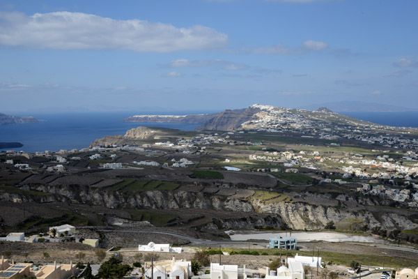 View of north Santorini from the castle of Pyrgos Kallisti