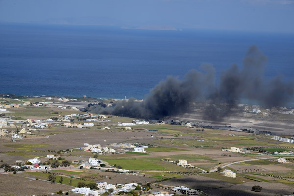 Big fire at the north end of Santorini Airport, March 2016