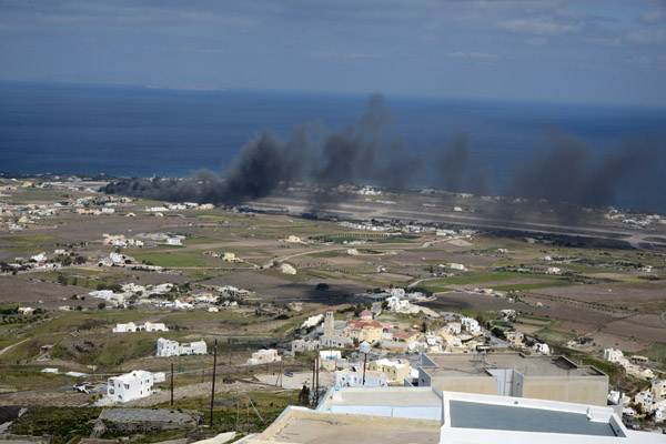 Big fire at the north end of Santorini Airport, March 2016