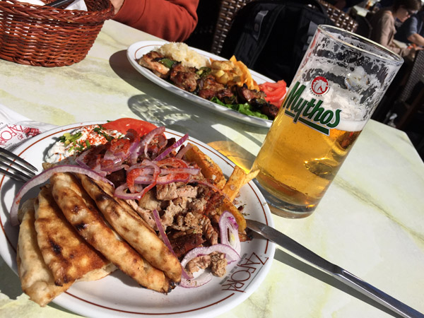 Greek lunch, Fira