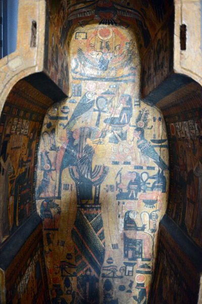 Painted interior of a wood sarcophagus